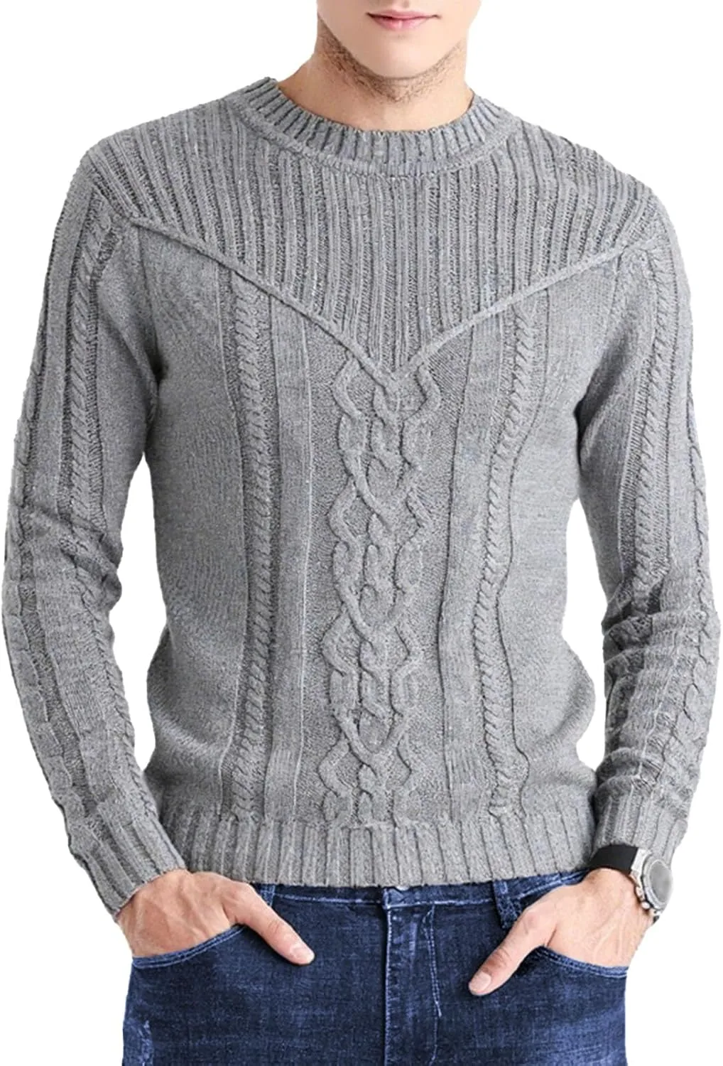 

Пуловер с длинными рукавами для мужчин, классическая вязка, slim fit