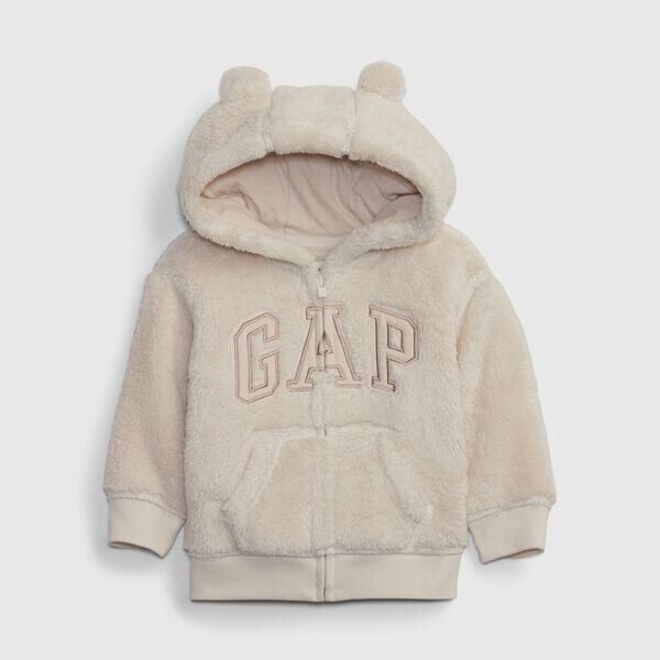 

Толстовка на молнии с капюшоном для новорожденных Gap, бежевый