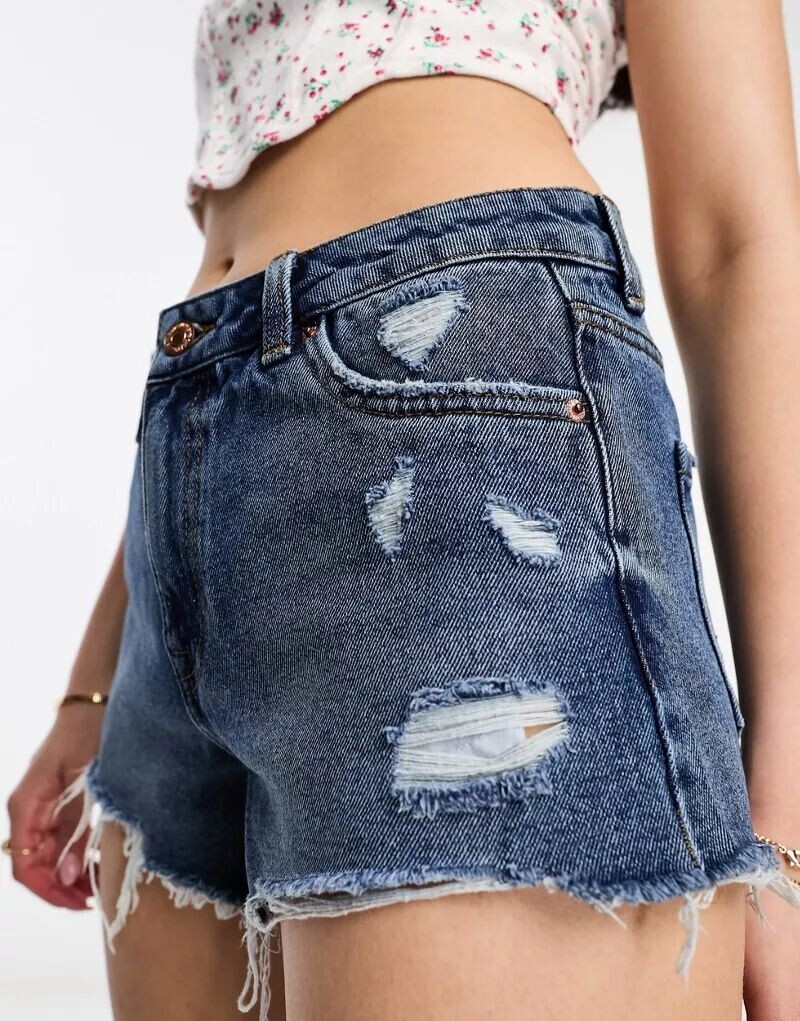 

Джинсовые рваные шорты New Look в винтажном синем цвете