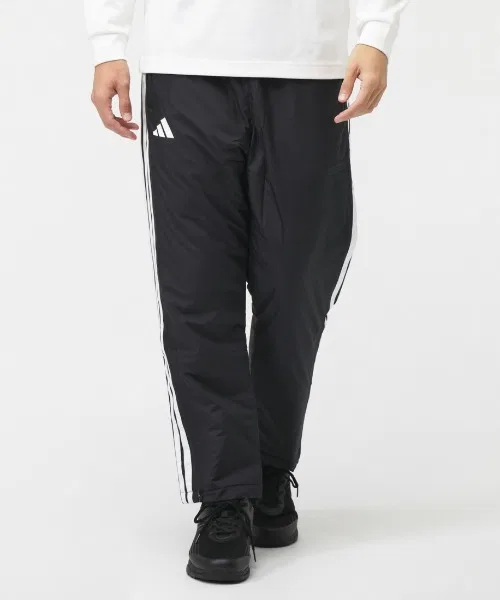 Мужские утеплённые брюки Adidas с тремя полосками чёрные