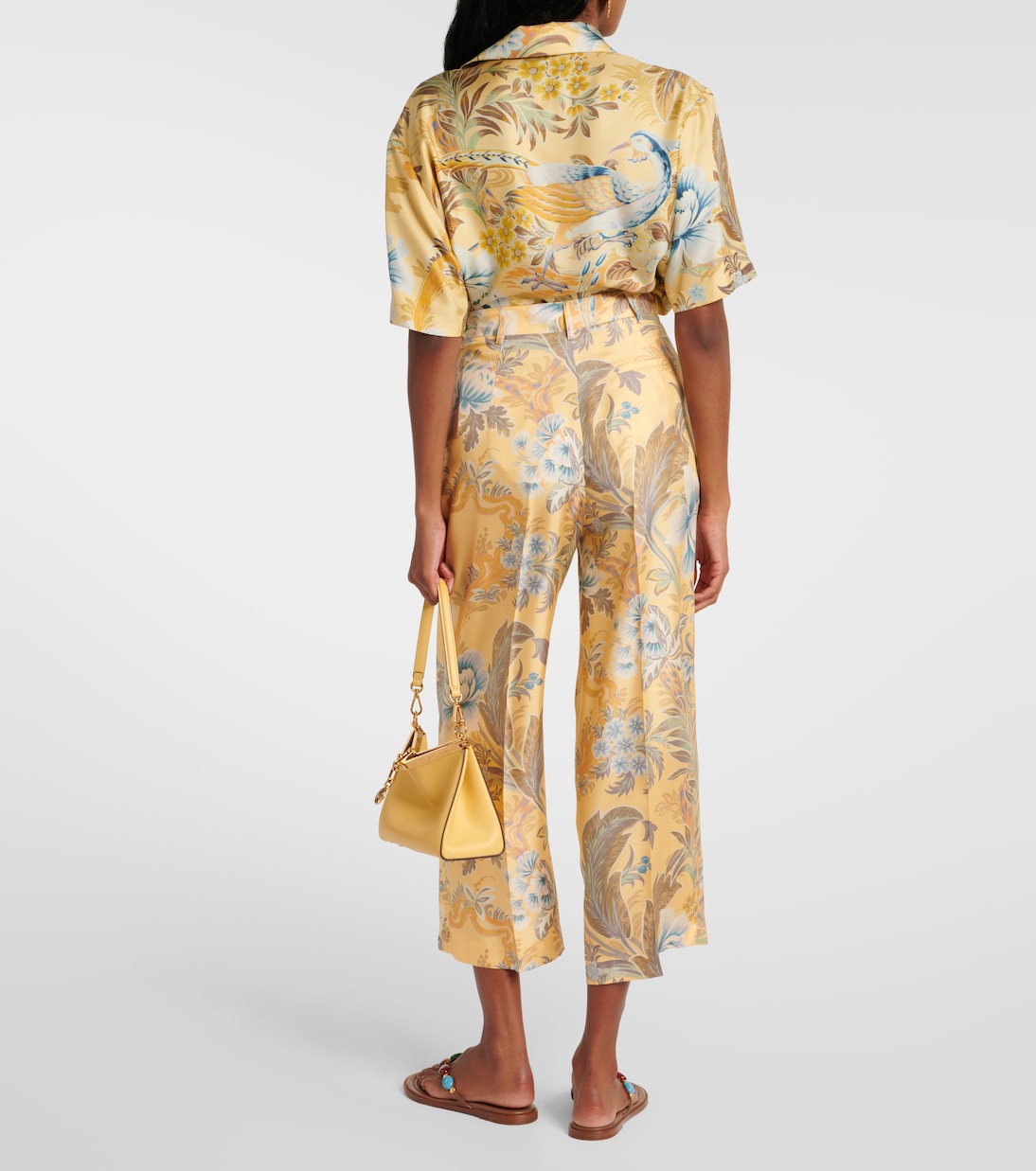 Широкие брюки из шелка с принтом Etro, Print On Yellow Base — фото 3