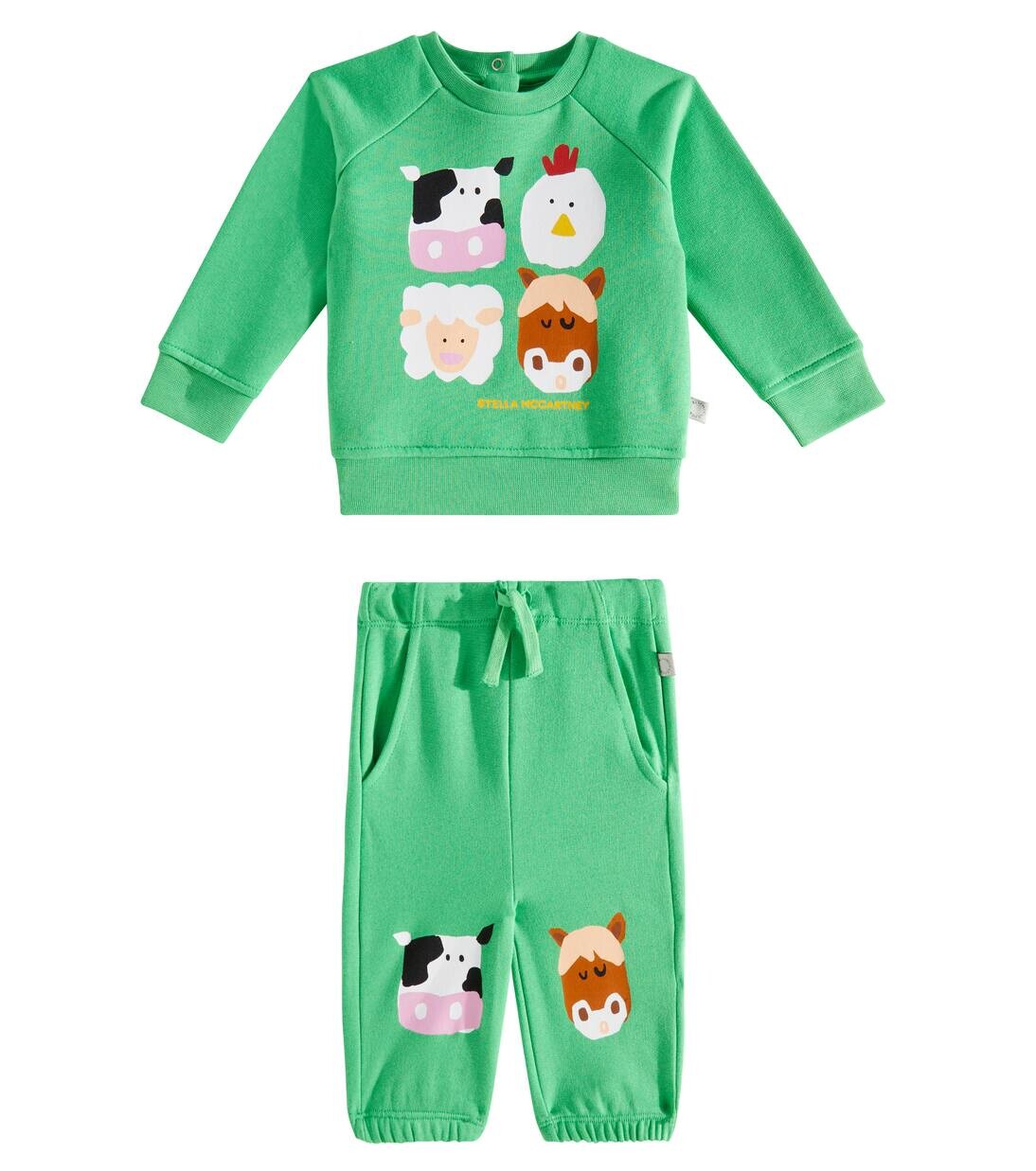 

Комплект из детской хлопковой кофты и спортивных штанов Stella Mccartney Kids, зеленый