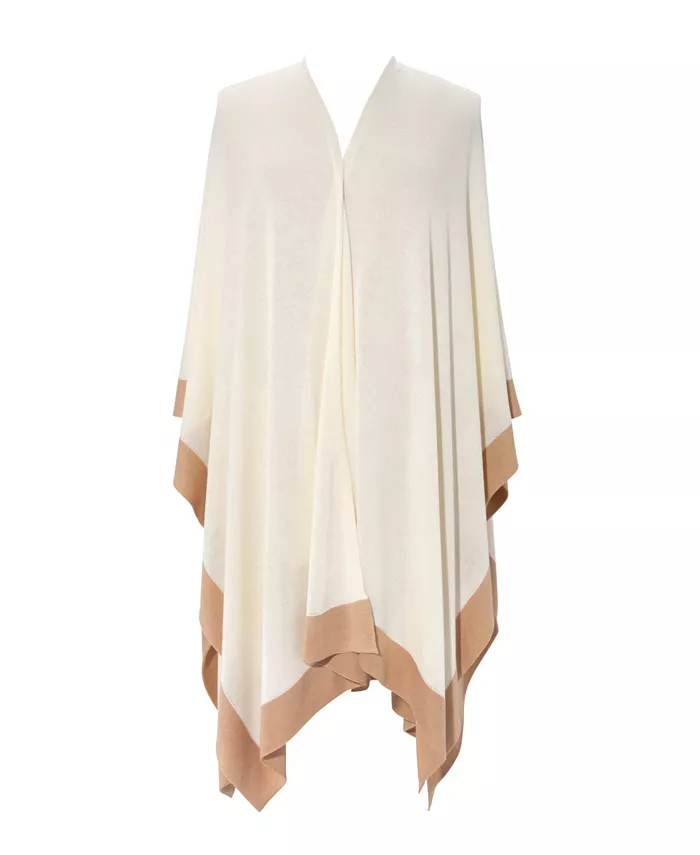 

Шарф Tissue Lightweight Ruana with Border Lauren Ralph Lauren, коричневый