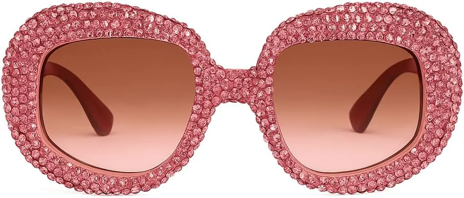 

bullabulling Модные овальные солнцезащитные очки с блестками и стразами для женщин, ретро-солнцезащитные очки с бриллиантами, солнцезащитные очки для вечеринок, Pink