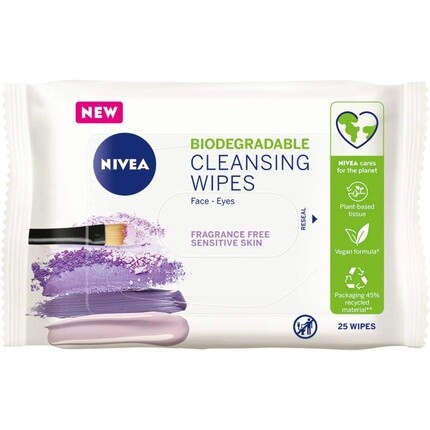 

NIVEA Биоразлагаемые очищающие салфетки для чувствительной кожи, 25 листов