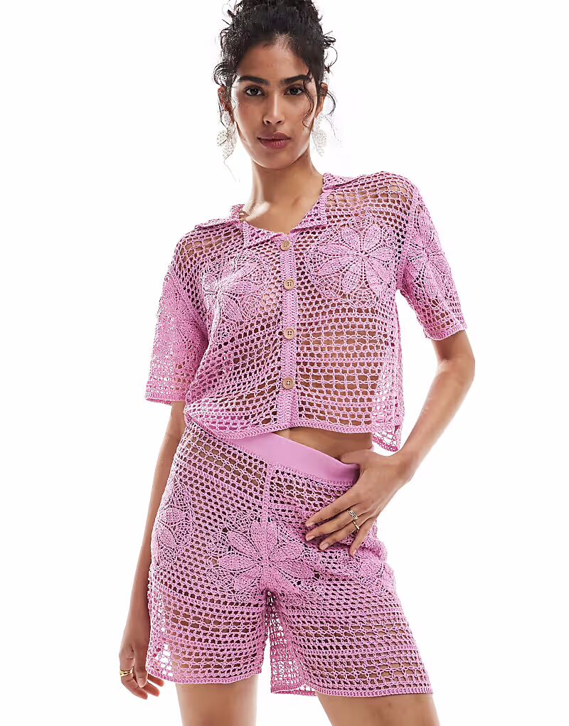 

Комбинируемые шорты Mango Crochet розового цвета