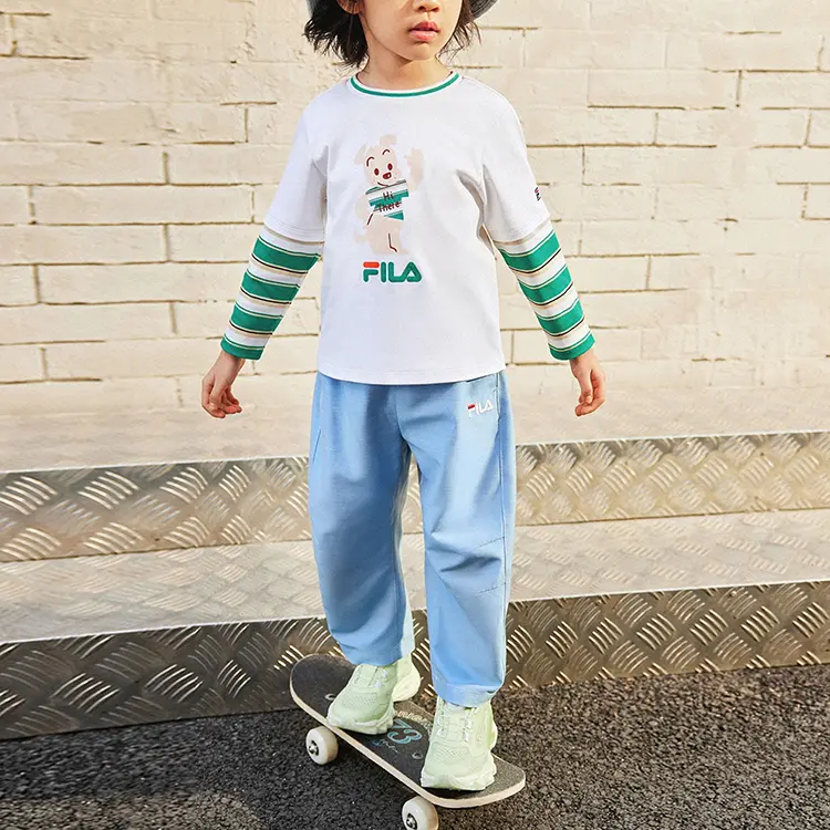 FILA KIDS Детские спортивные штаны вязаные, цвет washed denim blue, возраст 3-7 лет, бренд YUANTIANZHINAN LIANMINGKUAN — фото 4