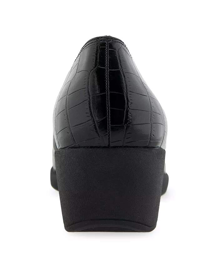 Женские лоферы на тракторной подошве с клиновидным каблуком Aerosoles, черный — фото 3