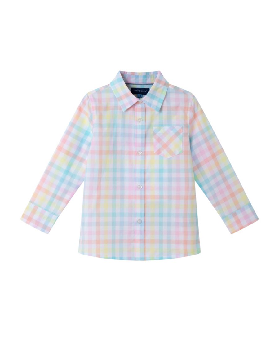 

Детская рубашка-рубашка в яркую пастельную клетку с разноцветными пуговицами для мальчиков/малышей Andy & Evan, Multi