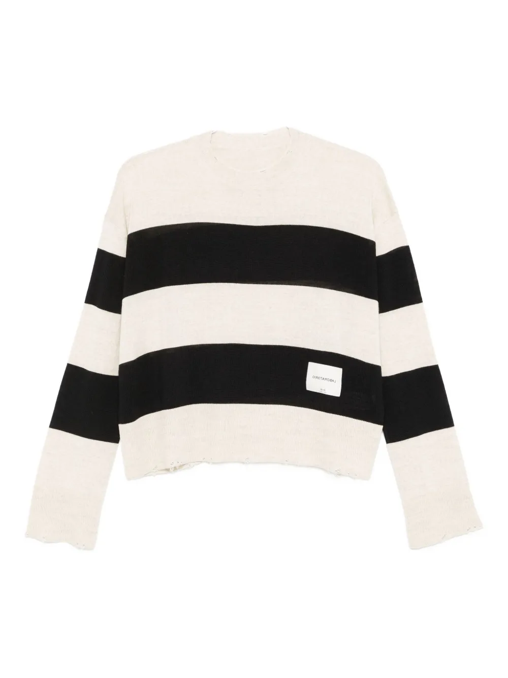 

Полосатый трикотажный свитер с необработанными краями Laboratorio Capri, белый