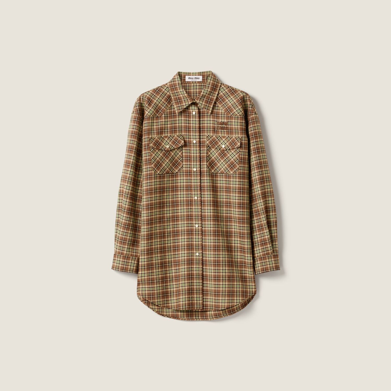 

Рубашка в клетку MIU MIU, коричневый