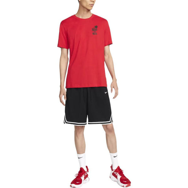 Футболка Men's Nike Logo Geometry Pattern Printing Round Neck Short Sleeve University Red T-Shirt, мультиколор — фото 3