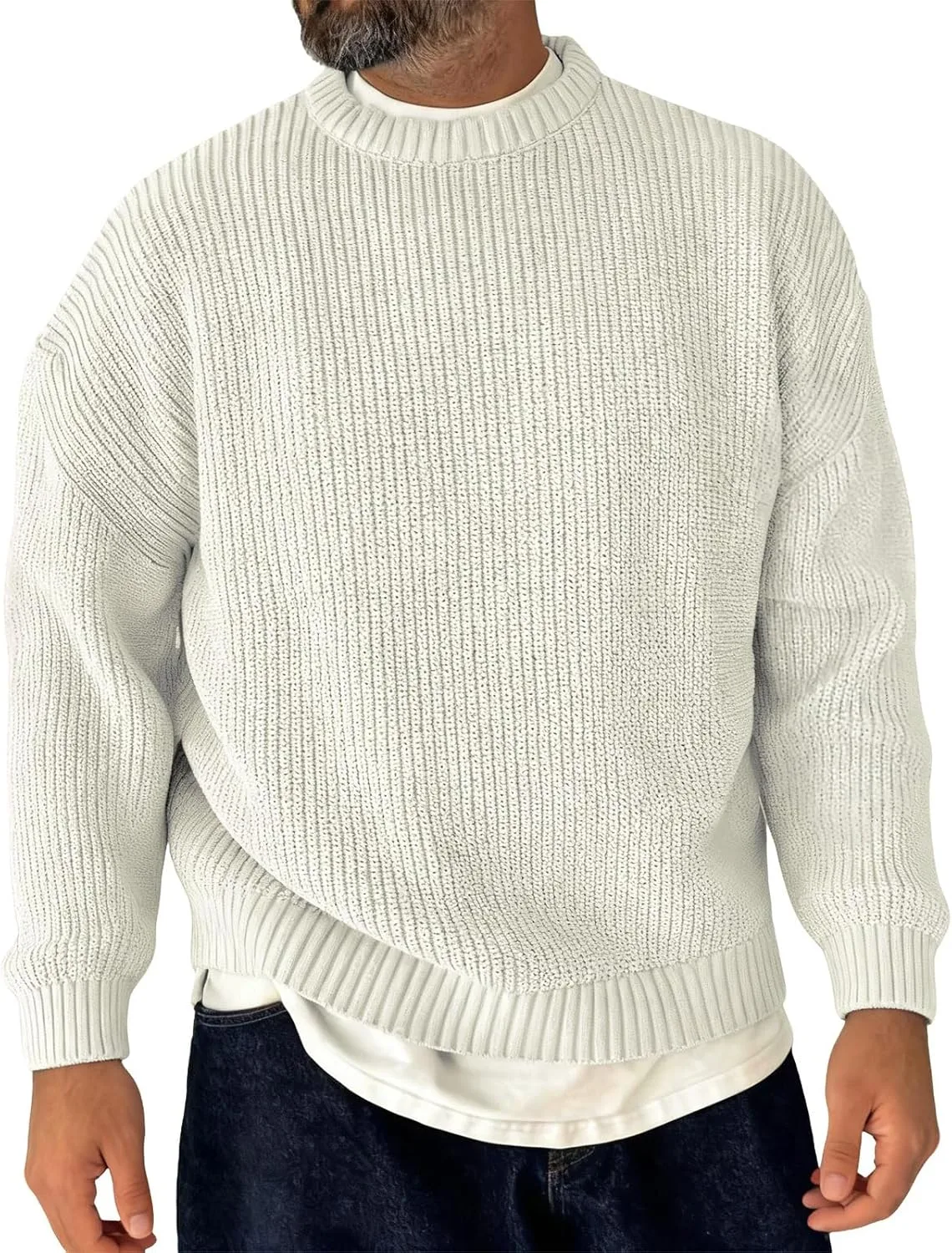 

Мужской свитер-пуловер с длинными рукавами классического кроя