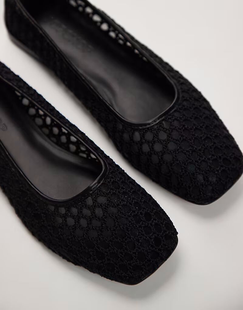 Балетки крючком из сетки Topshop Amara черного цвета