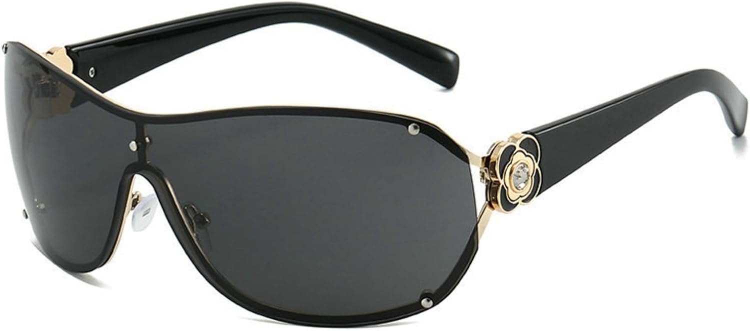 

Willochra Роскошные большие цельные солнцезащитные очки для женщин, модные солнцезащитные очки с бриллиантами и кристаллами, в стиле стритвеар, очки Y2k, очки UV400, C1