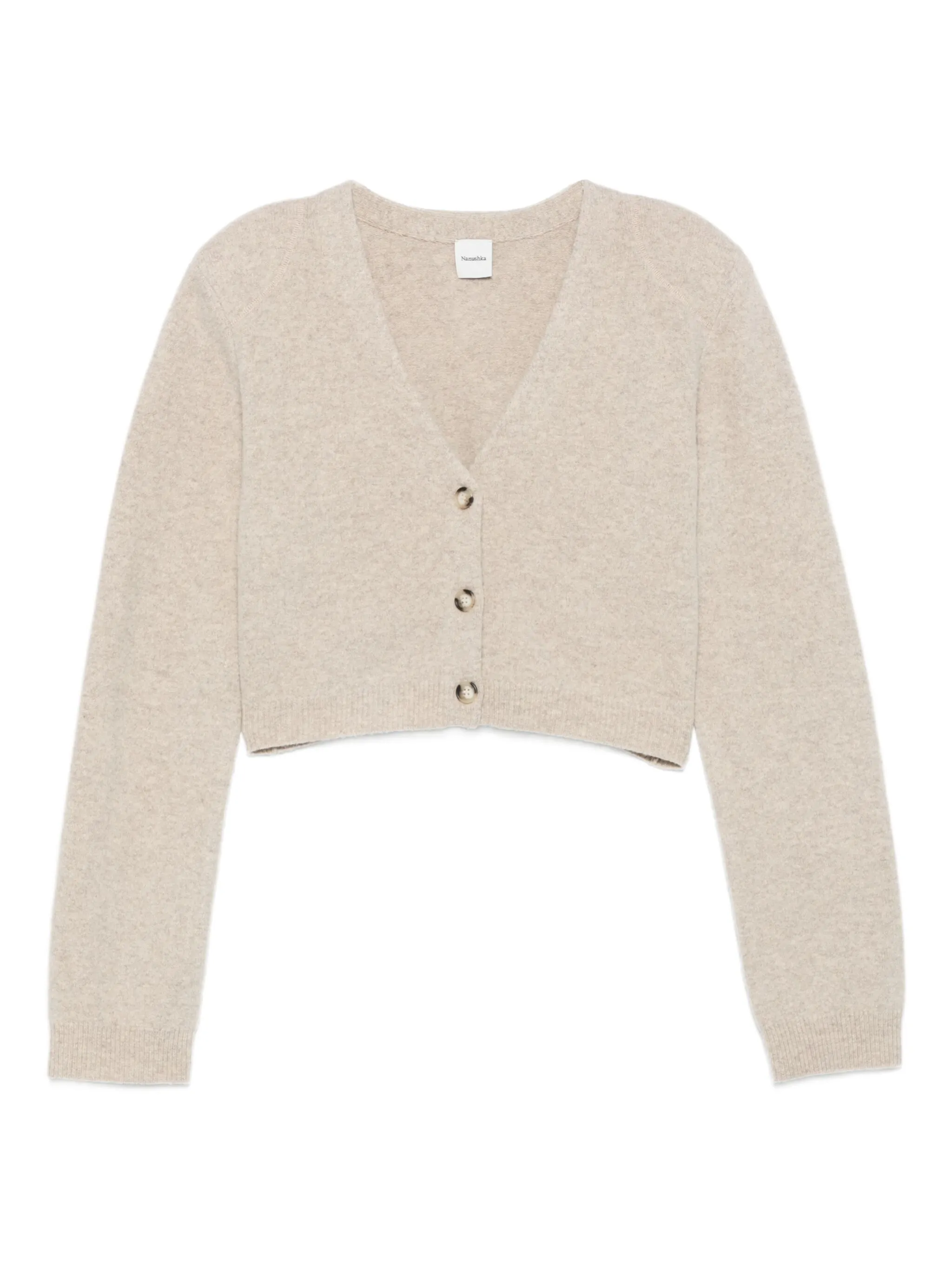 

Укороченный кардиган на пуговицах Nanushka, бежевый