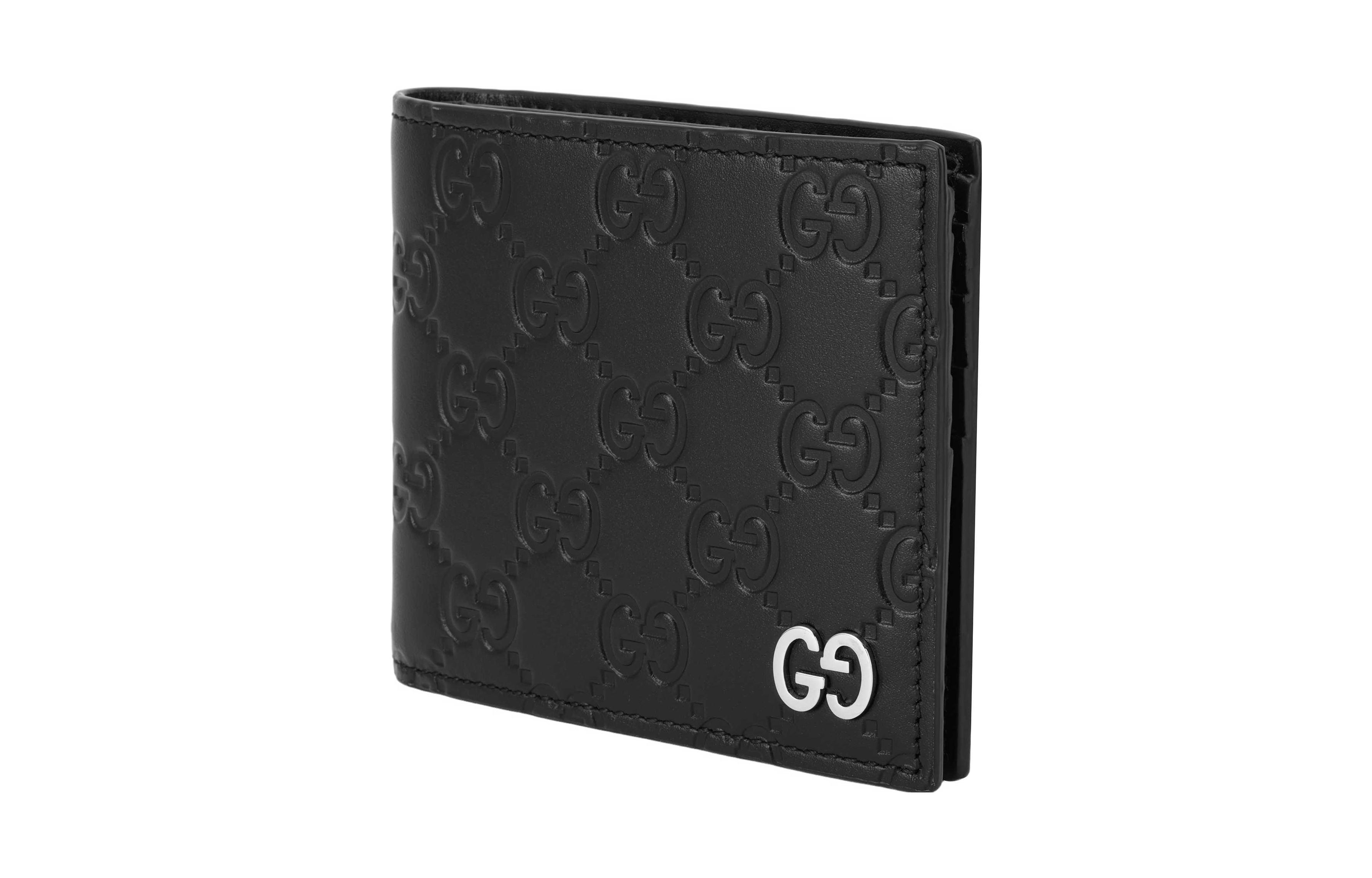 Gucci Мужской кожаный кошелек с тиснением, черный — фото 2