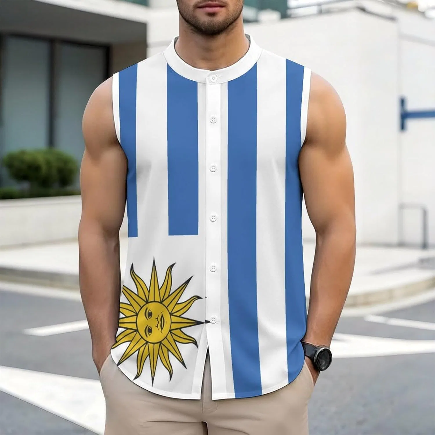 Мужская майка Ug Flag Running, белый, размерная линейка S-4XL — фото 2