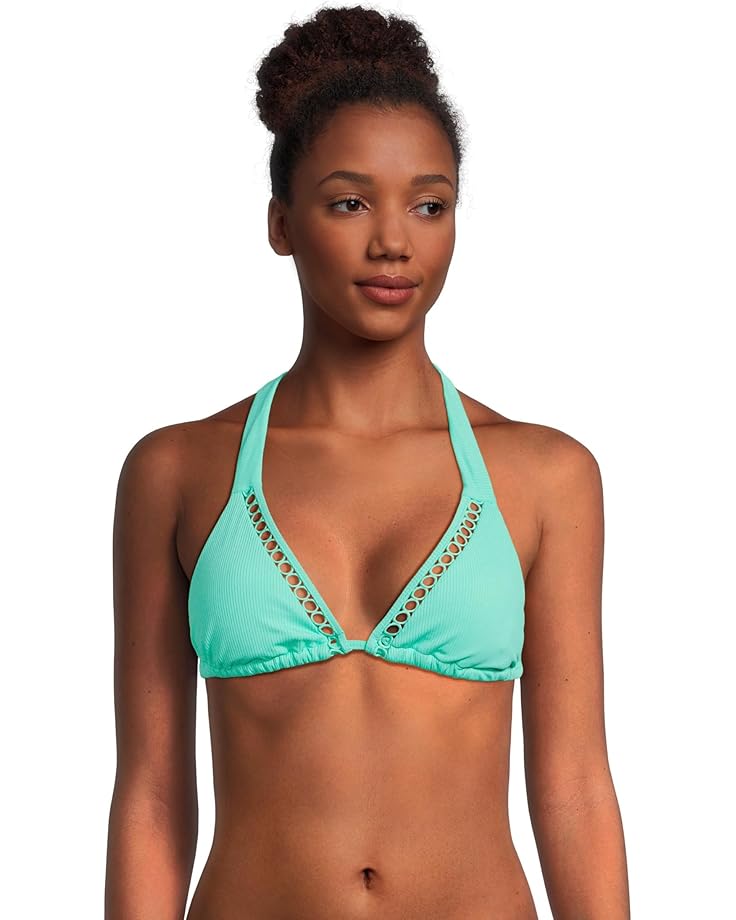 

Пляжный топ BECCA Modern Edge Rib Cheryl Triangle Top, цвет Aqua Sea
