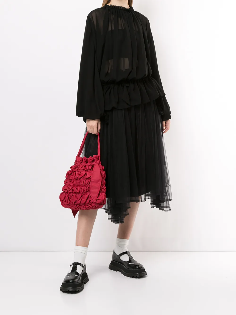 Полупрозрачная блузка с драпировкой Comme Des Garcons, черный — фото 2