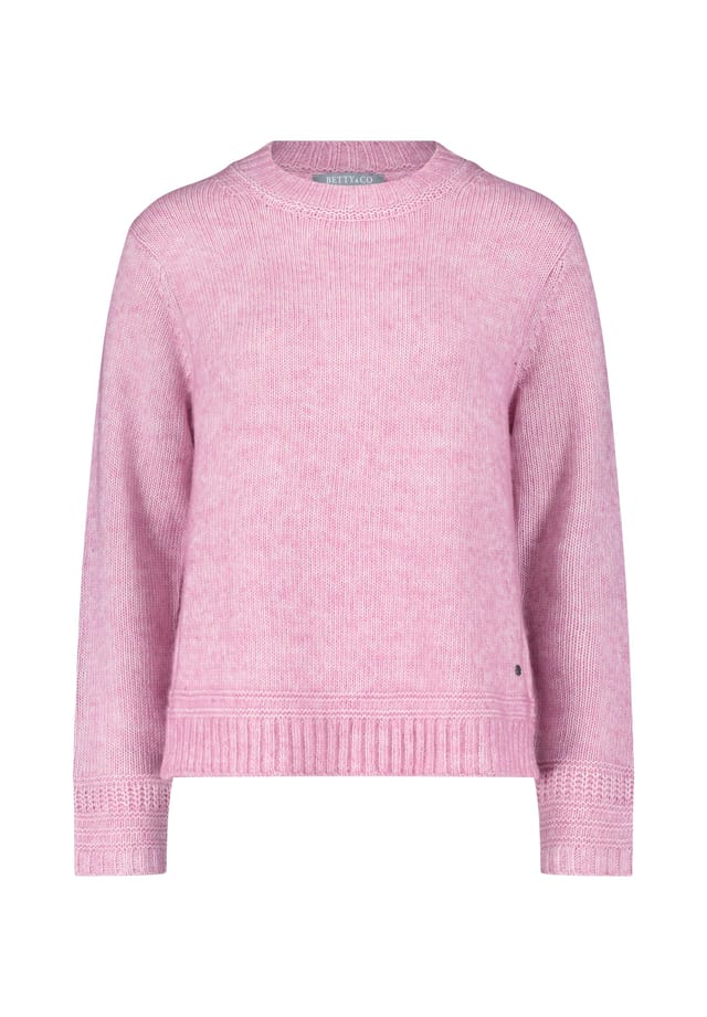 

Вязаный свитер с ребристыми манжетами Betty & Co, розовый