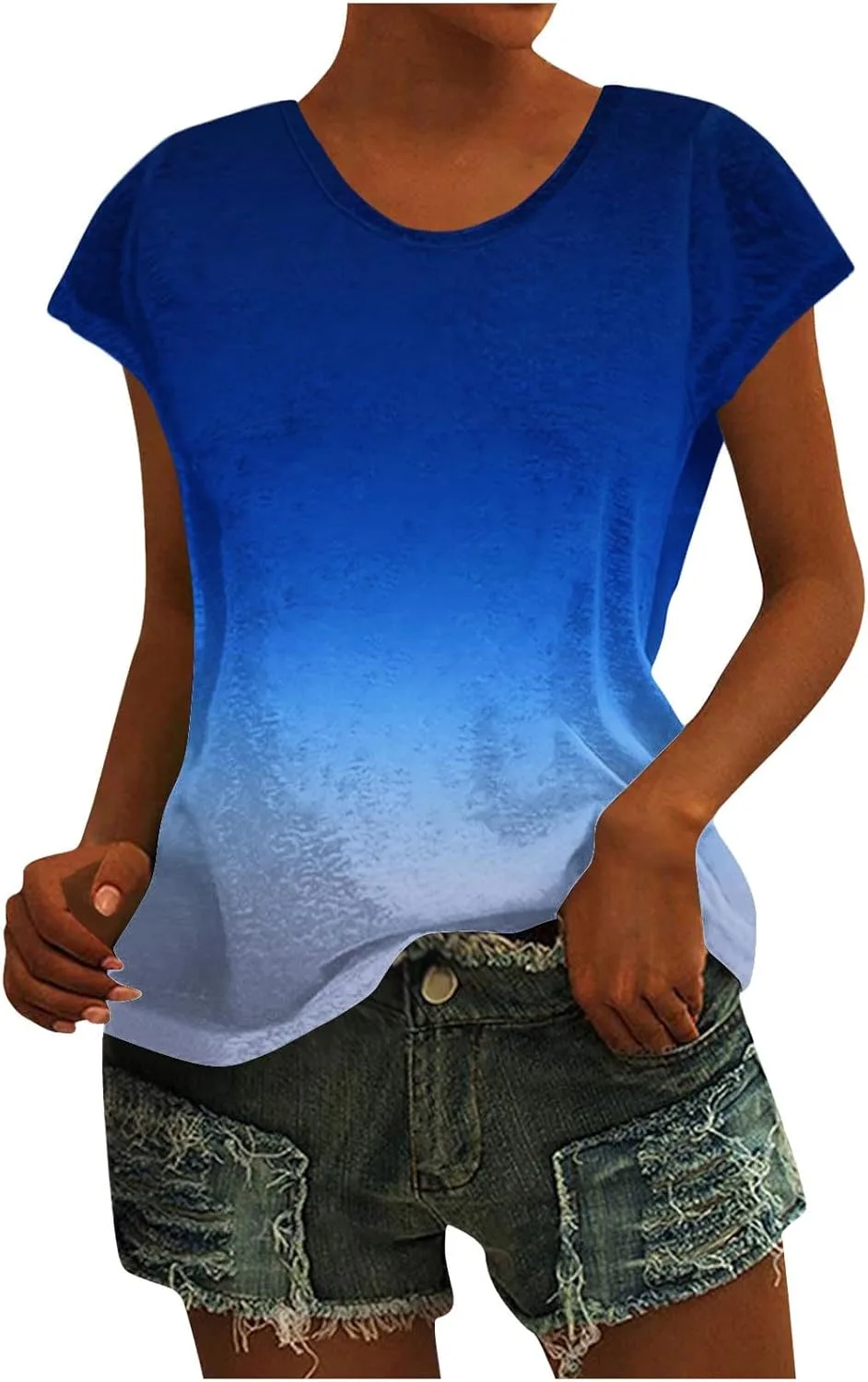 

Летний топ для женщин Vintage Gradient, футболка с круглым вырезом и короткими рукавами Floleo