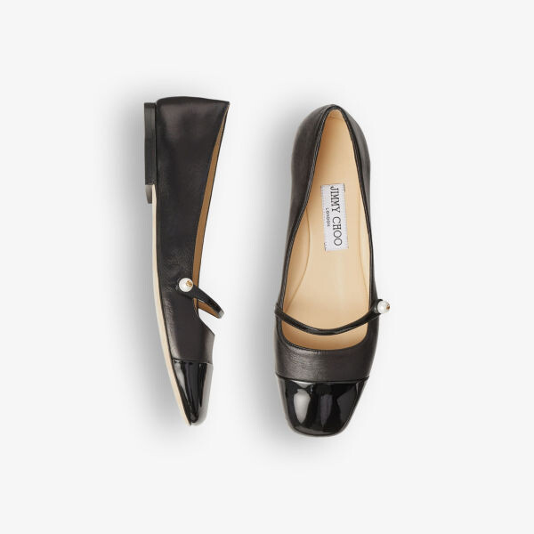 Лакированные балетки elisa, украшенные жемчугом Jimmy Choo, черный — фото 3