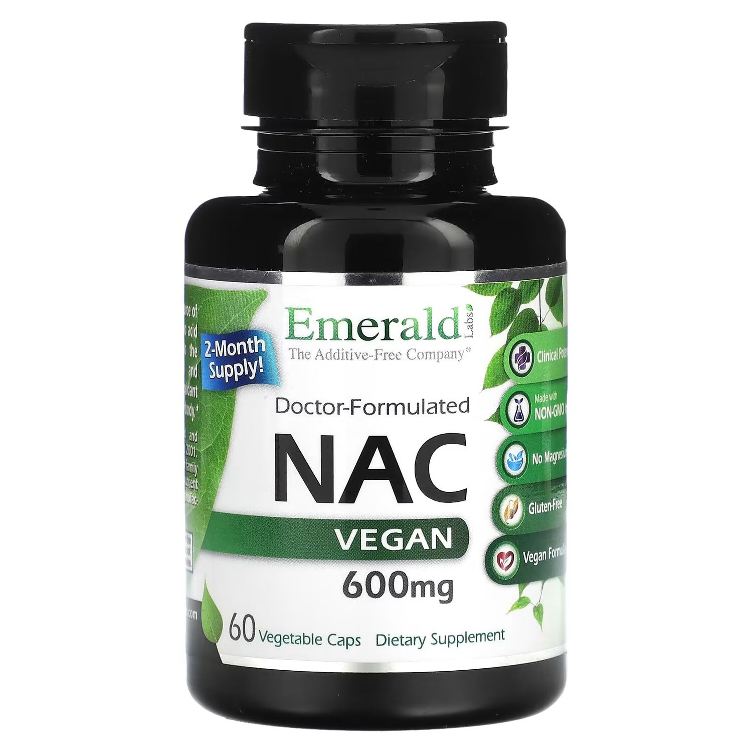 

NAC для веганов, 600 мг, 60 растительных капсул Emerald Laboratories