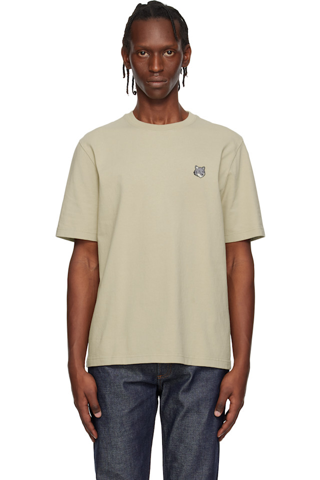 

Maison Kitsuné Бежевая футболка с изображением головы лисы для комфорта