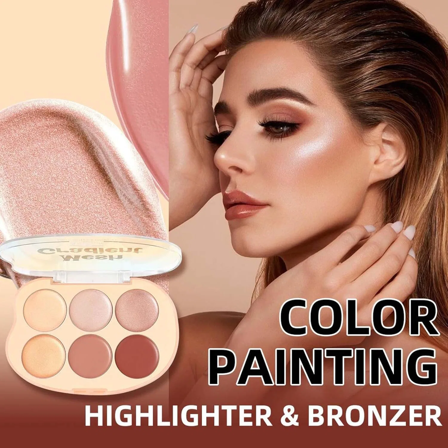 Палетка хайлайтеров Fluorescent Pellet Palette 6 оттенков, многоцветная, кремовая Generic — фото 2