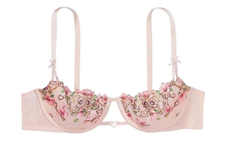 Victoria's Secret Бюстгальтер женский светло-розовый с цветочной вышивкой