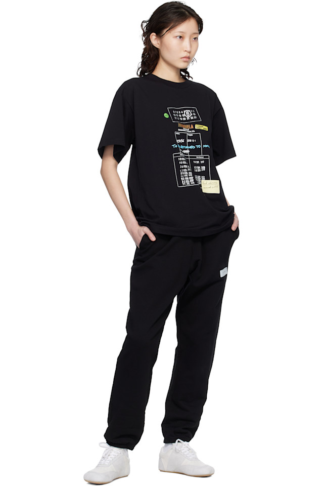 Футболка с библиотечной маркой Mm6 Maison Margiela, черный — фото 4
