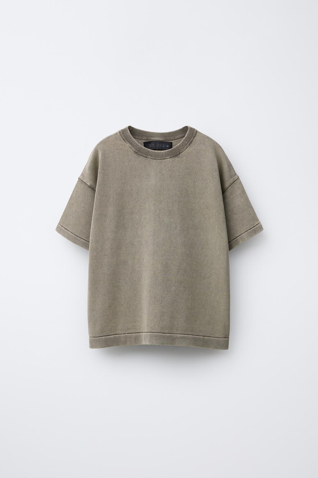 

Трикотажная футболка с эффектом выцветания ZARA, цвет Rust