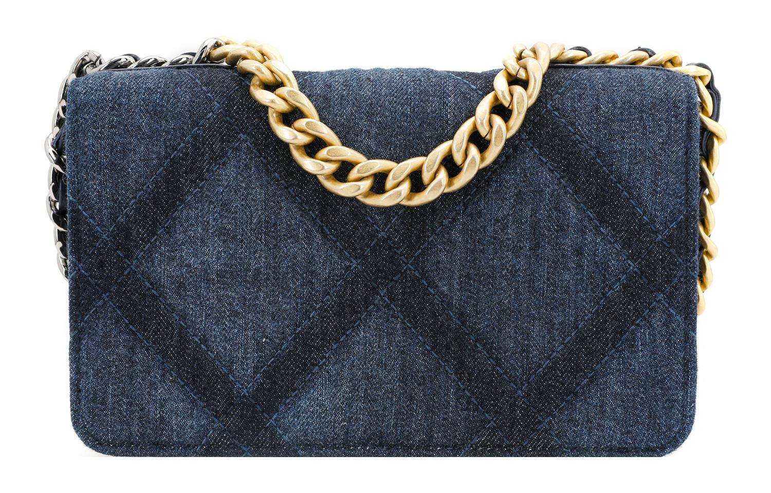 CHANEL Весенняя джинсовая сумка 23C через плечо кроссбоди женская темно-синяя — фото 4