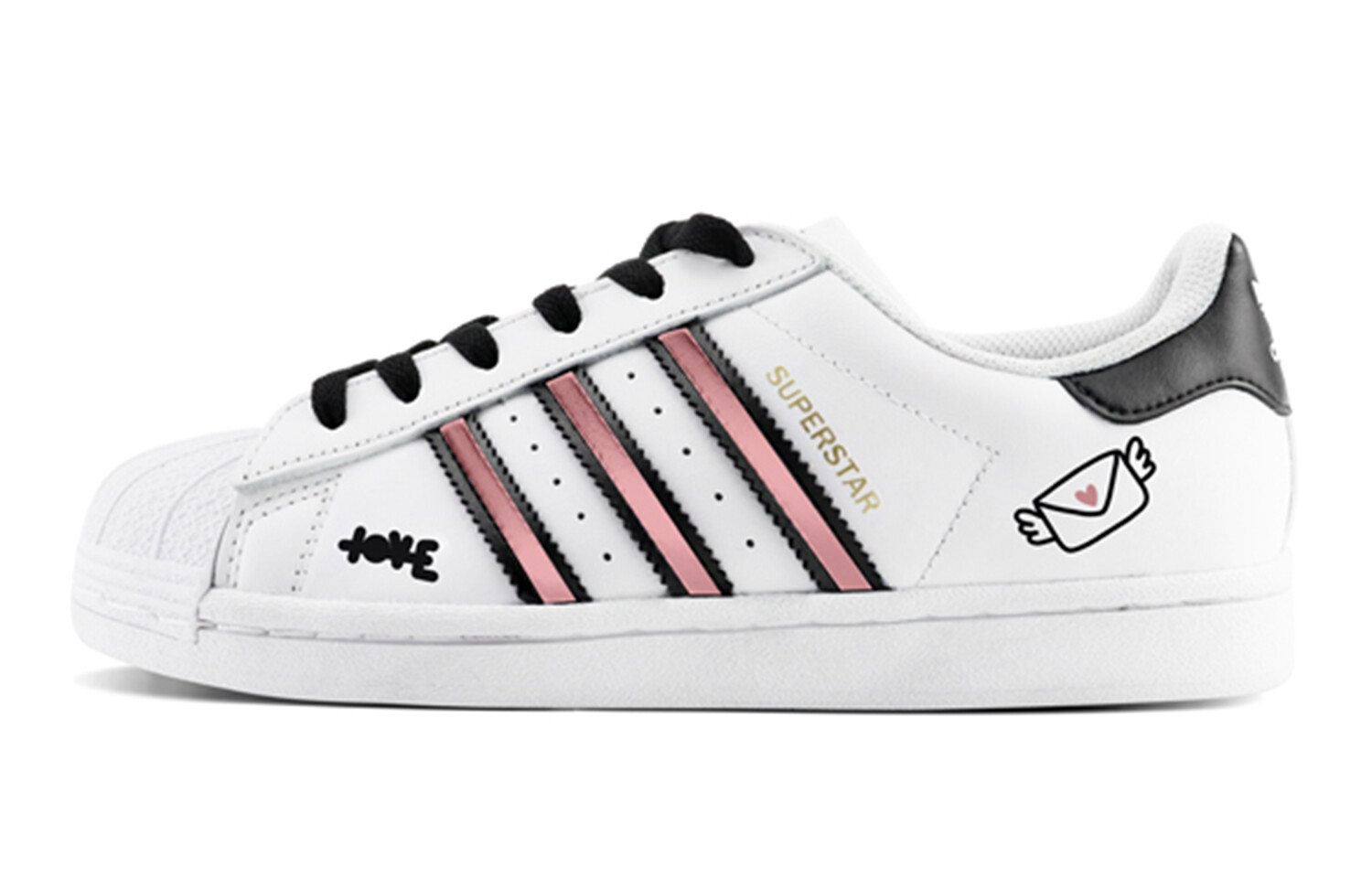 

Кроссовки для скейтбординга Superstar Unisex Low-Top Black/White/Pink Adidas Originals