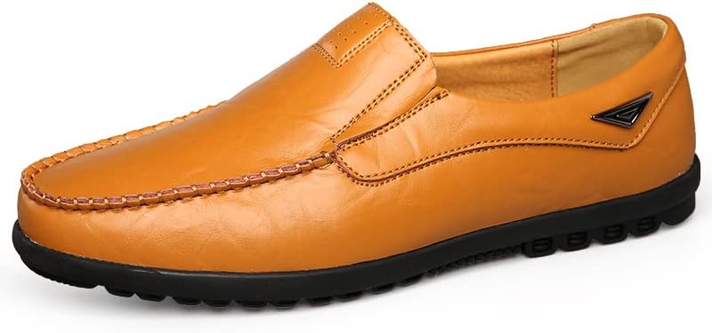 

Мужские повседневные лоферы из натуральной кожи, слипоны, дышащие модные тапочки Senlongbao, желтый