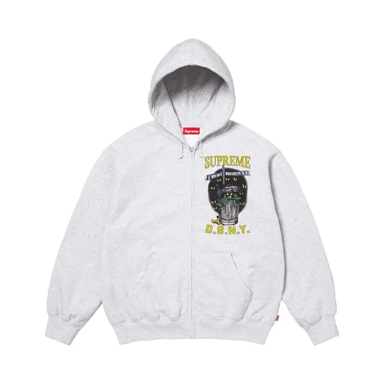 Толстовка Supreme x Dsny на молнии с капюшоном, цвет «Пепельно-серый»