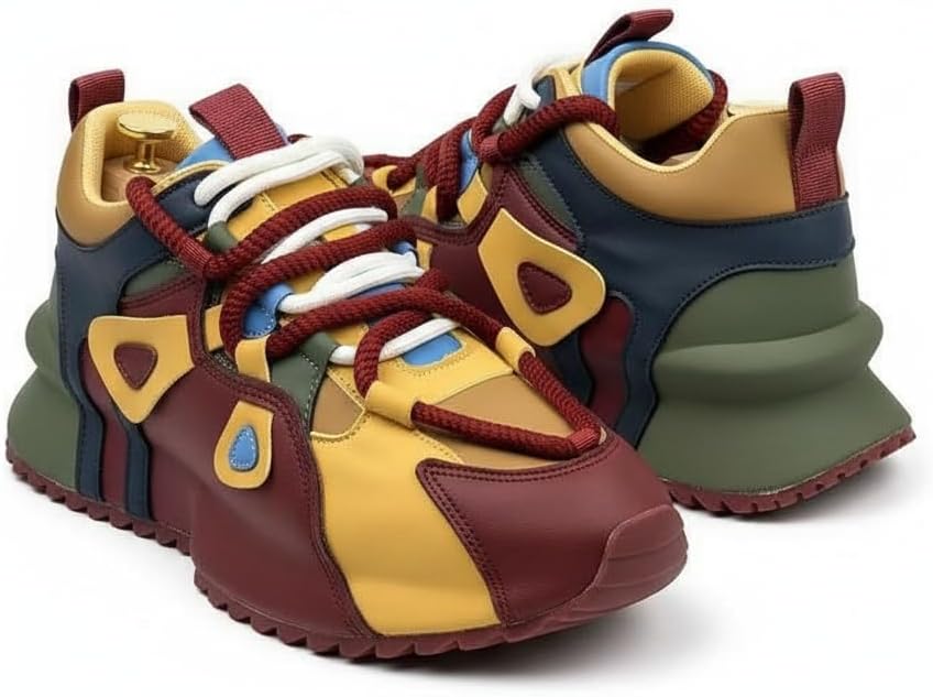 

Мужские модные кроссовки для увеличения роста - городские массивные платформенные туфли для стиля стритвир и повседневного комфорта при ходьбе Ctkvbmeoi, красный