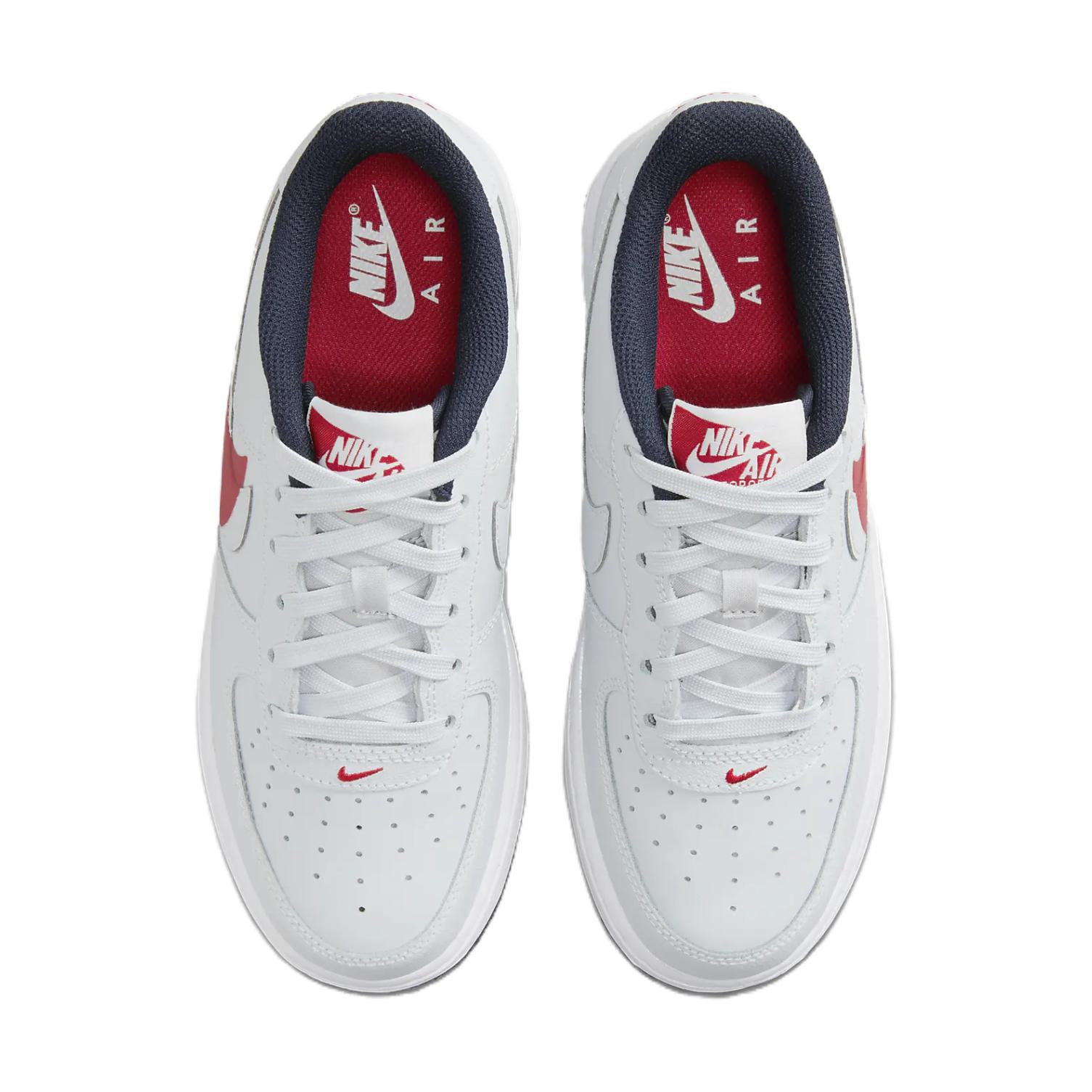 Nike Air Force 1 Амортизация Устойчивость к истиранию Дышащие Низкие Детские Скейтбординг Кроссовки Серый Красный — фото 4