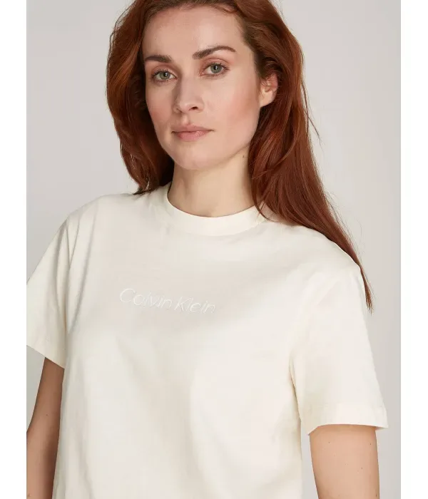 Футболка с логотипом героя regular fit Calvin Klein, экрю — фото 3