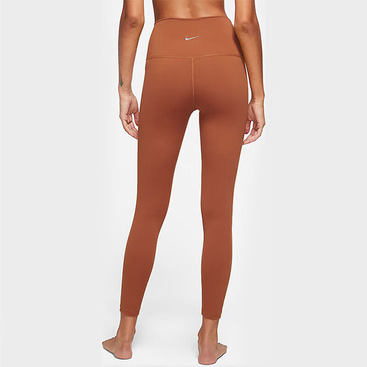 Спортивные брюки (WMNS) Nike Logo high-waisted nine-point inner pants 'bronze', коричневый — фото 2