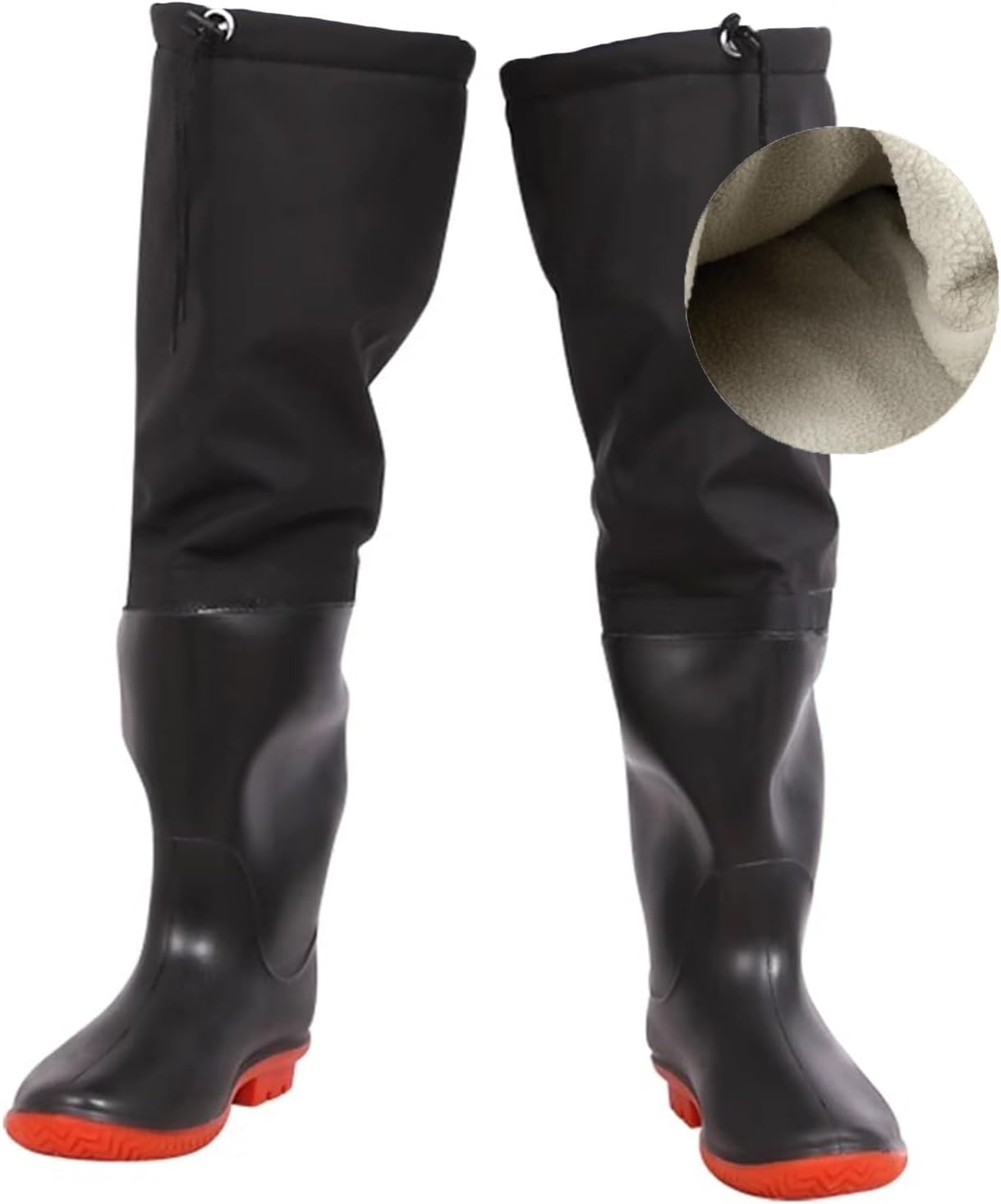 

Теплые сапоги BcoMfy до колена, 60 см, для мужчин и женщин, для рыбалки, охоты и кемпинга, из ПВХ, черный