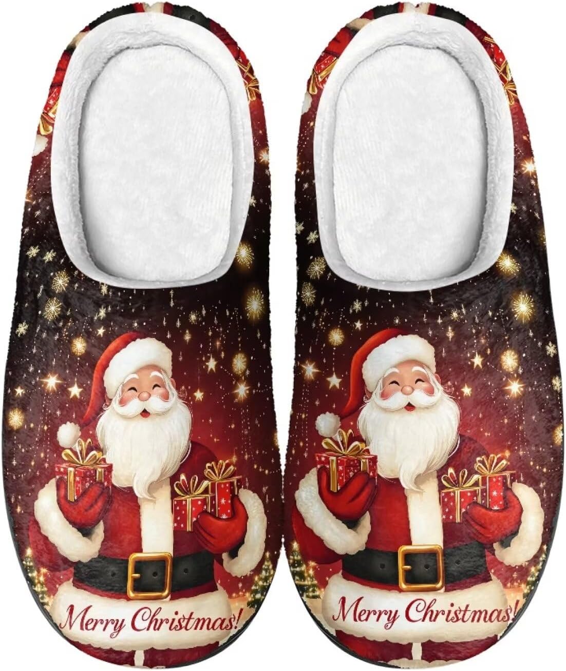 

Тапочки Showudesigns для женщин и мужчин, размер 4-12, зимние домашние тапочки, Christmas Santa Claus