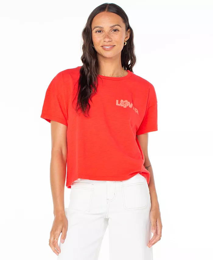 

Футболка с круглым вырезом "Hibiscus Lover" из хлопка для подростков Roxy, красный