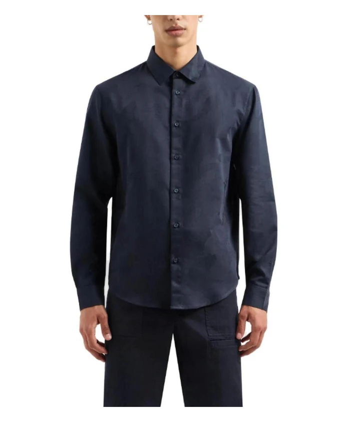 

Мужская рубашка с длинными рукавами, коллекция весна/лето Armani Exchange, синий