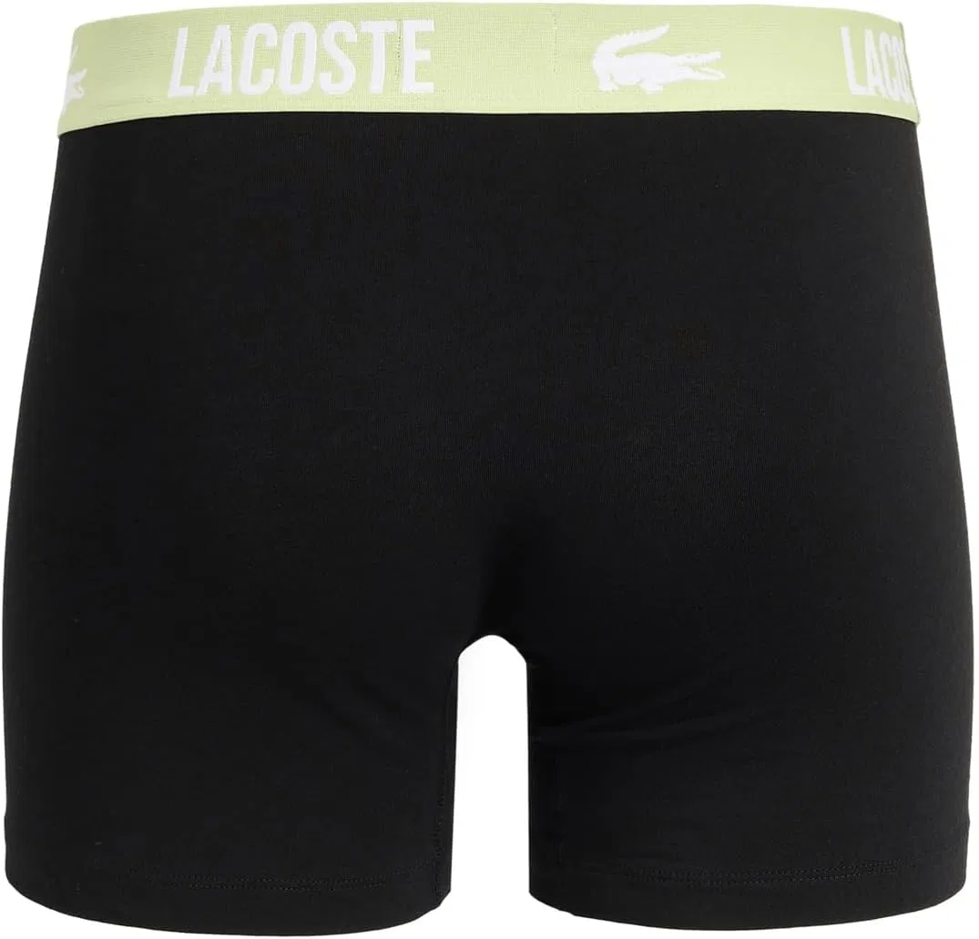Боксеры Lacoste, 5 шт., хлопок с эластаном, средняя посадка, черный/зеленый/бежевый — фото 2