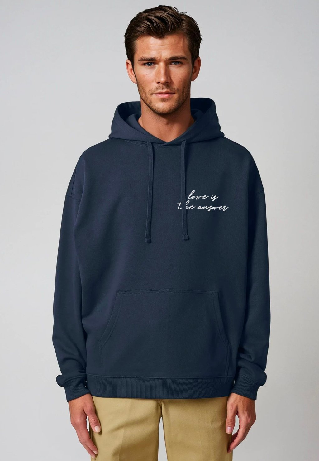 

Толстовка LOVE IS THE ANSWER EMBROIDERY UNISEX OVERSIZE - Hoodie Mira Paris, темно-синий