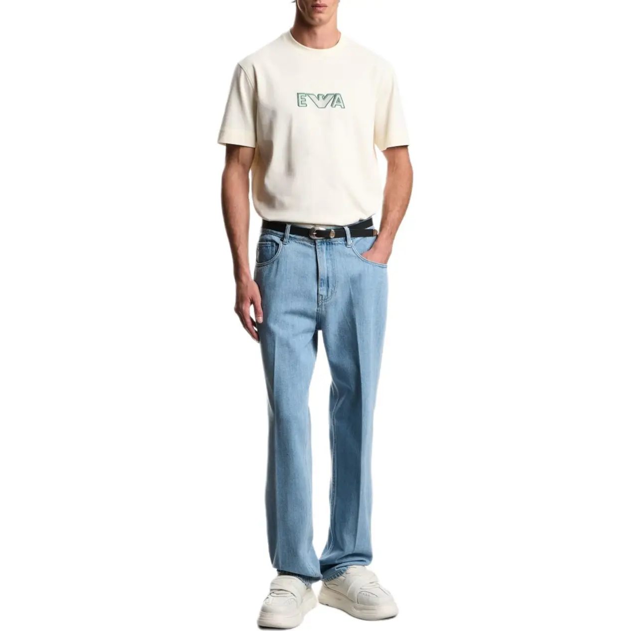 EMPORIO ARMANI Футболка мужская белая с круглым вырезом Moderate — фото 4