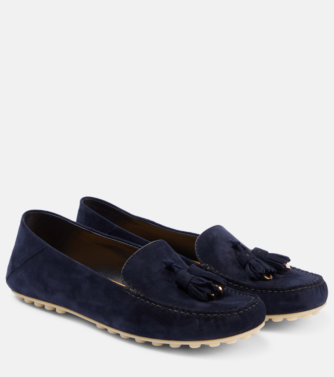 Туфли для вождения из замши Dot Sole Walk Loro Piana, Blue Navy/Sun Gold