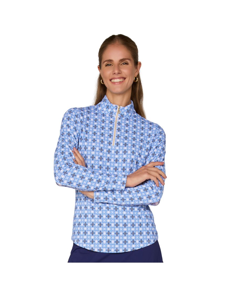 

Топ с длинными рукавами и воротником-стойкой от G Lifestyle G Lifestyle Clothing, Blue petite tile